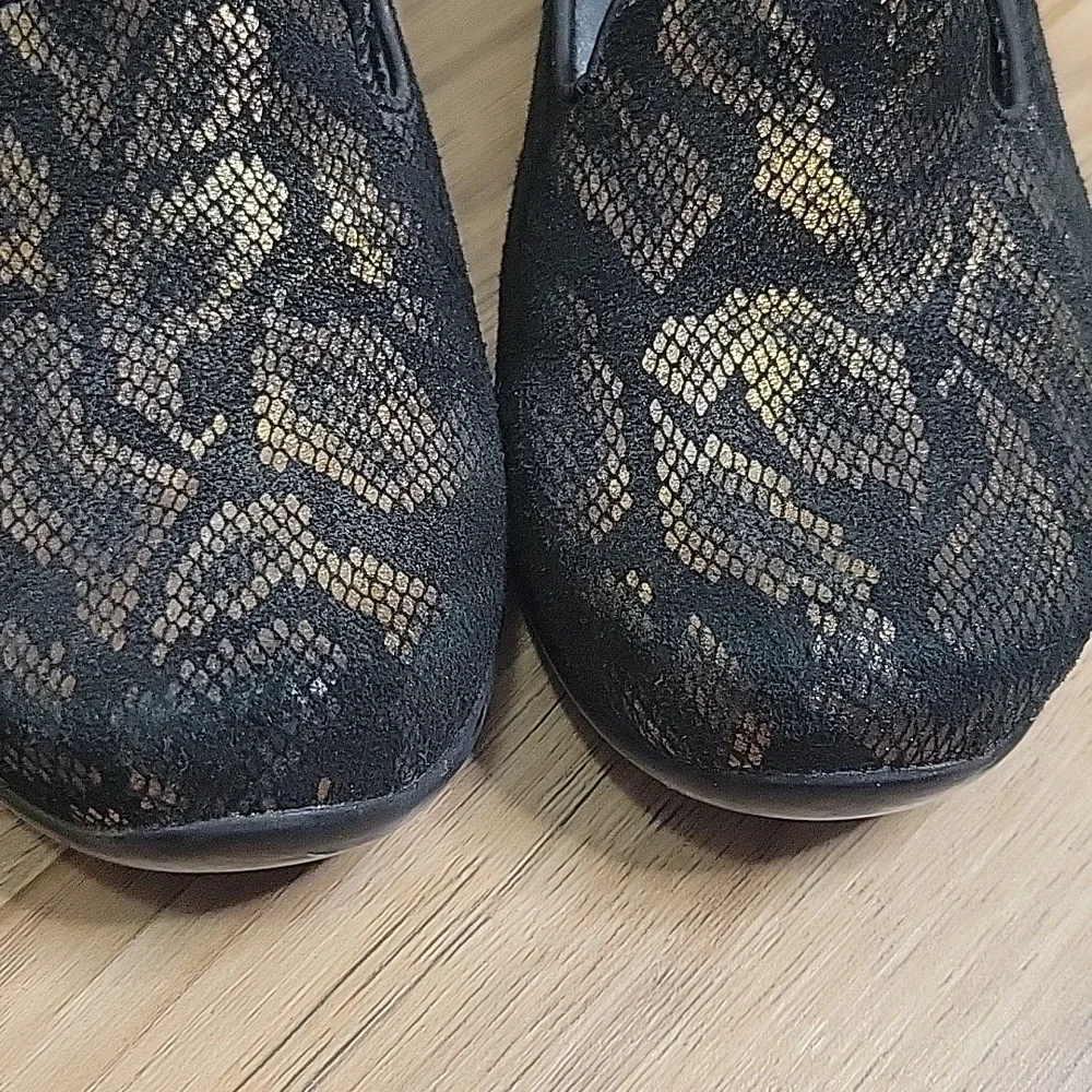 Dansko Olivia Bronze Snake Print Slip Ons